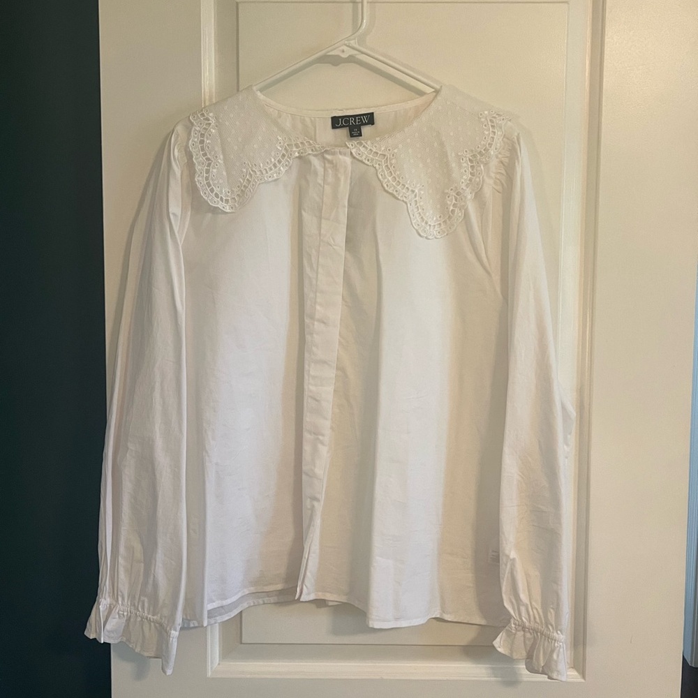 Lace collar button up shirt